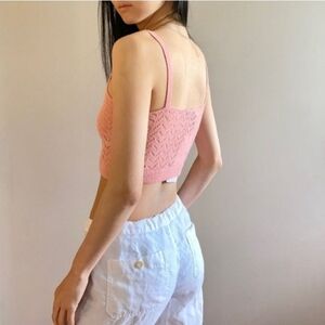 Zara pink sweater knit crop top alpaca wool size medium NEW NWT